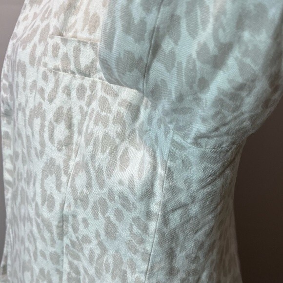 Joie Mehira Linen Blazer Silver Fox Leopard Print White Gray Size 12 - Picture 5 of 11